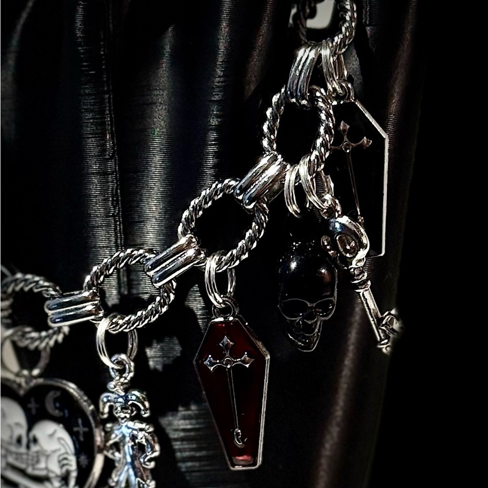Silver Skeleton Charm Bracelet - Picture 4 of 5